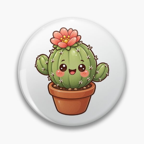Item preview, Cactus florido kawaii en una maceta designed and sold by Krys-Designs.