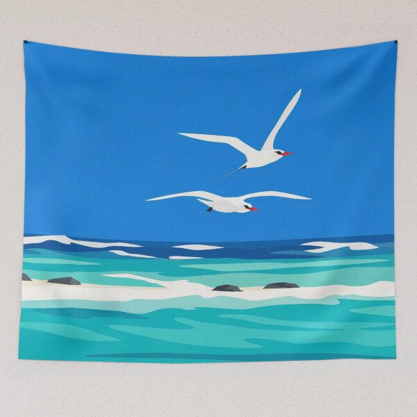 Item preview, Tropical Seabirds Flying Over Ocean designed and sold by Creative_Canvas.