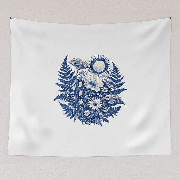 Item preview, Botanical Cyanotype Workshop Garden Print designed and sold by UrbanCanvvas.