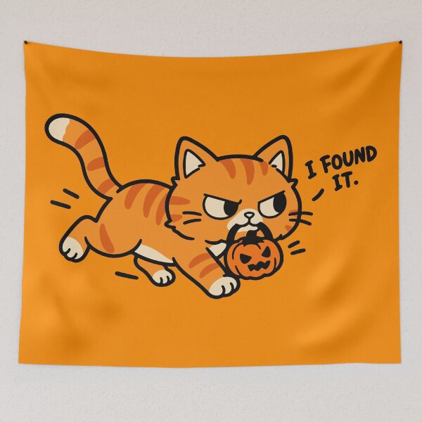 Item preview, I Found It – Funny Orange Cat with Halloween Pumpkin designed and sold by MewMade.