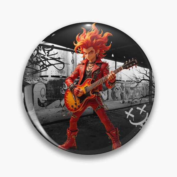 Item preview, Punk Rocker with Flaming Hair Playing Electric Guitar designed and sold by unboxedbyJuls.