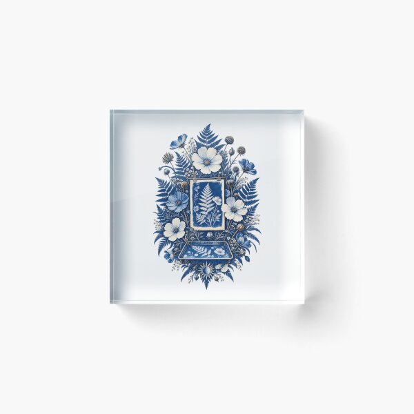Item preview, Botanical Cyanotype Wildflower Sun Print Art designed and sold by UrbanCanvvas.