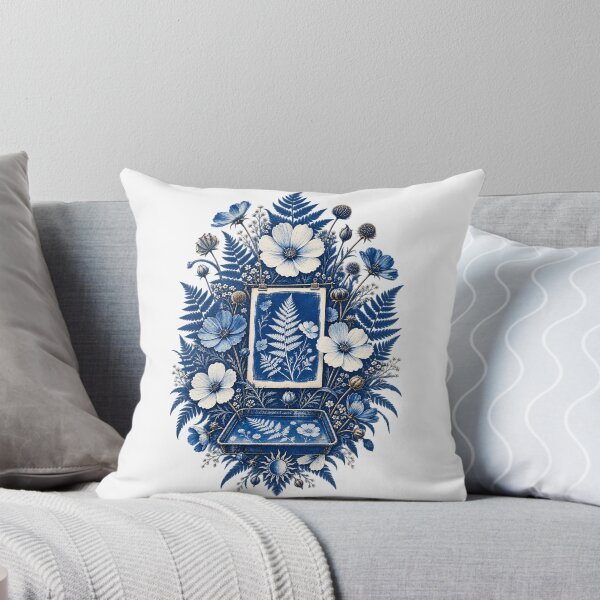 Item preview, Botanical Cyanotype Wildflower Sun Print Art designed and sold by UrbanCanvvas.