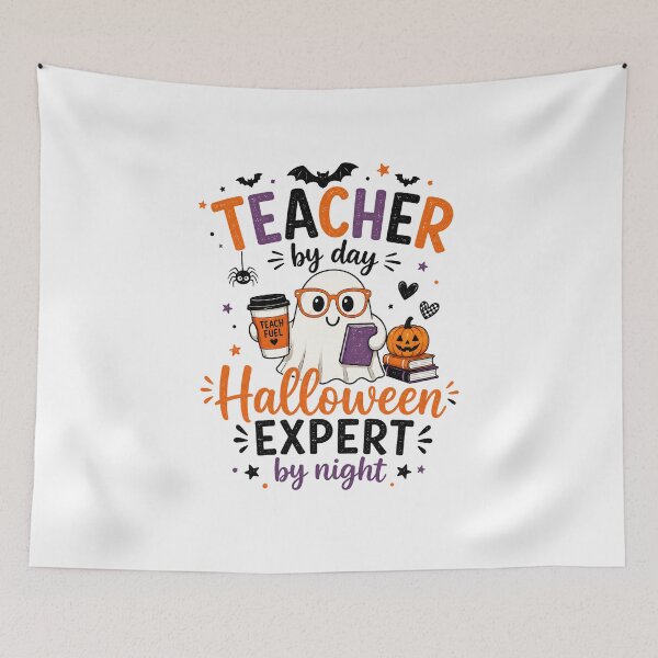 Item preview, Teacher by Day Halloween Expert by Night – Cute Ghost Teacher Design designed and sold by Gallery-yuuna .