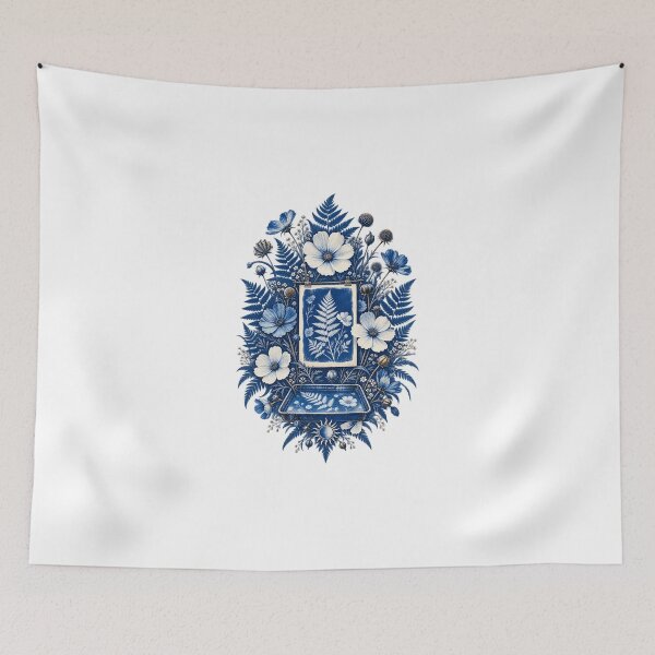Item preview, Botanical Cyanotype Wildflower Sun Print Art designed and sold by UrbanCanvvas.