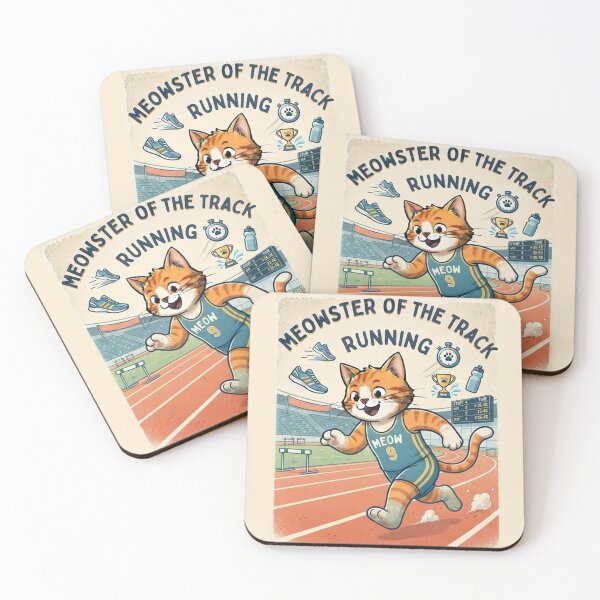 Item preview, Meowster of the Track Running Cat - Cute Vintage Runner Cat Lover Gift designed and sold by PetalsPaws.