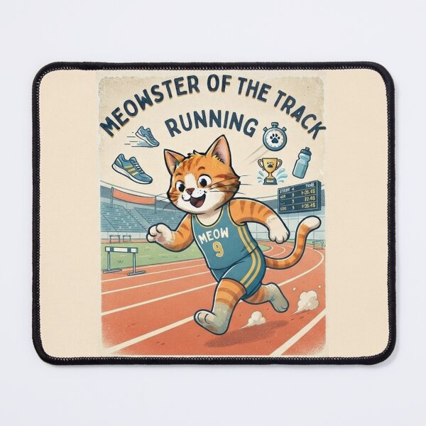 Item preview, Meowster of the Track Running Cat - Cute Vintage Runner Cat Lover Gift designed and sold by PetalsPaws.
