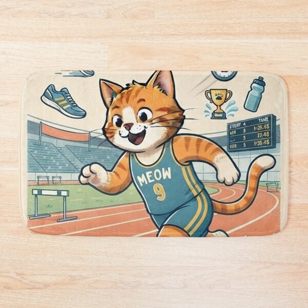Item preview, Meowster of the Track Running Cat - Cute Vintage Runner Cat Lover Gift designed and sold by PetalsPaws.