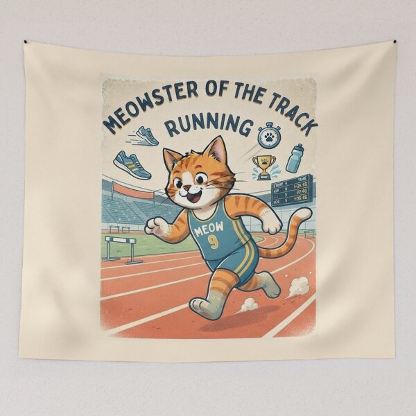 Item preview, Meowster of the Track Running Cat - Cute Vintage Runner Cat Lover Gift designed and sold by PetalsPaws.