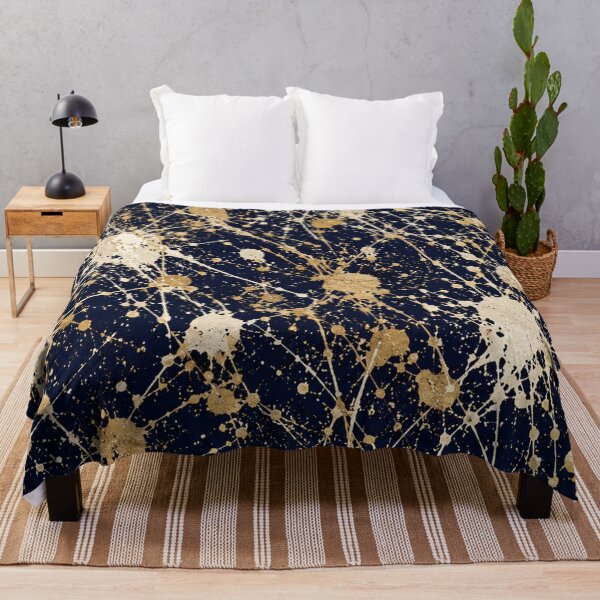 Item preview, Midnight Gold Splatter Action Abstract Art designed and sold by THE SPLATTERED HAUS BY SAGE BANKS.