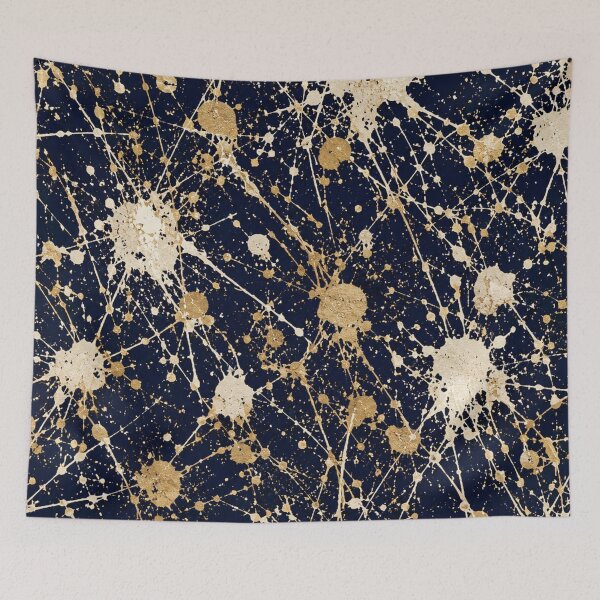 Item preview, Midnight Gold Splatter Action Abstract Art designed and sold by THE SPLATTERED HAUS BY SAGE BANKS.
