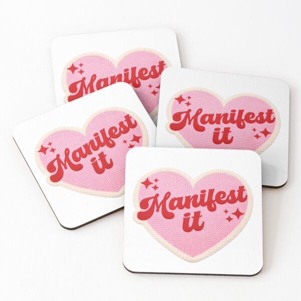 Item preview, "Manifest It" Pink Heart Embroidered Patch – Retro Groovy Aesthetic Iron-On Badge designed and sold by kaizen x malena.