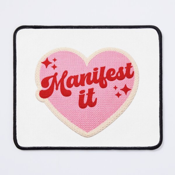 Item preview, "Manifest It" Pink Heart Embroidered Patch – Retro Groovy Aesthetic Iron-On Badge designed and sold by kaizen x malena.