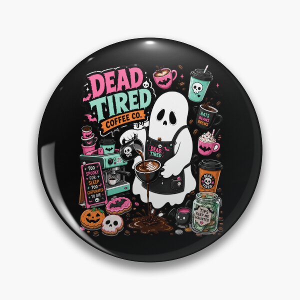 Item preview, Dead Tired Coffee Co Funny Barista Ghost Graphic Tee designed and sold by Design Vibras.