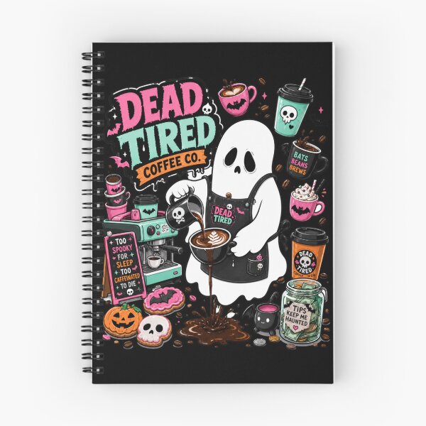 Item preview, Dead Tired Coffee Co Funny Barista Ghost Graphic Tee designed and sold by Design Vibras.