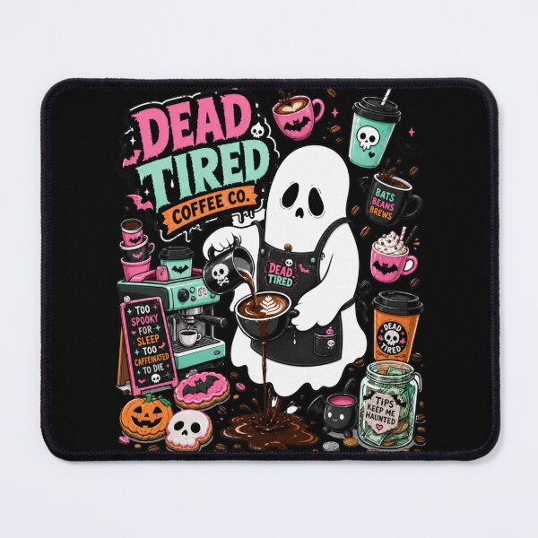 Item preview, Dead Tired Coffee Co Funny Barista Ghost Graphic Tee designed and sold by Design Vibras.