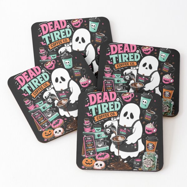 Item preview, Dead Tired Coffee Co Funny Barista Ghost Graphic Tee designed and sold by Design Vibras.