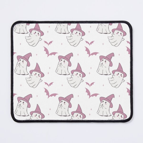 Item preview, Cute Ghost Halloween Pattern | Pink Witch Hats & Bats Seamless Design designed and sold by TheSpellboundArtist.