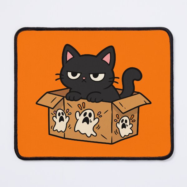Item preview, Black Cat in a Box – Cute Spooky Ghost Cat designed and sold by MewMade.