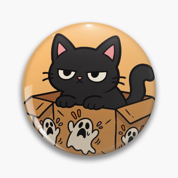 Item preview, Black Cat in a Box – Cute Spooky Ghost Cat designed and sold by MewMade.