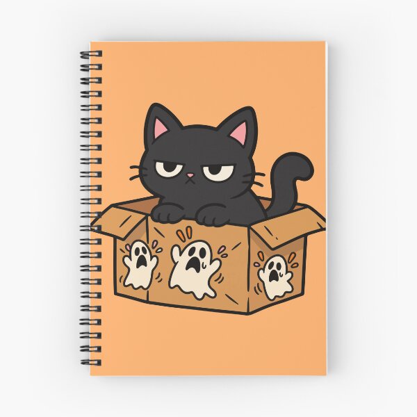 Item preview, Black Cat in a Box – Cute Spooky Ghost Cat designed and sold by MewMade.