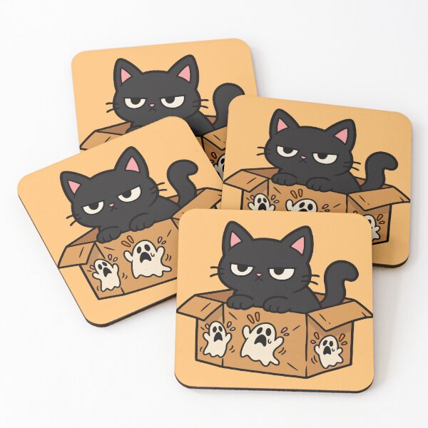 Item preview, Black Cat in a Box – Cute Spooky Ghost Cat designed and sold by MewMade.