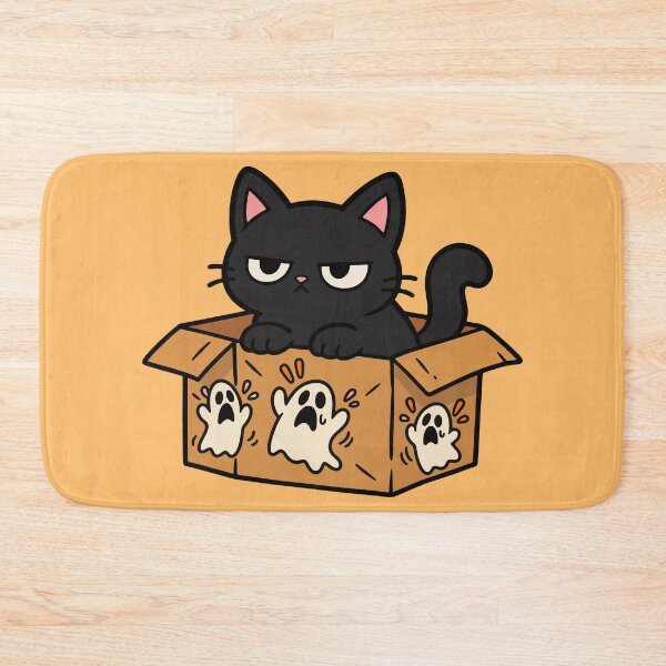 Item preview, Black Cat in a Box – Cute Spooky Ghost Cat designed and sold by MewMade.