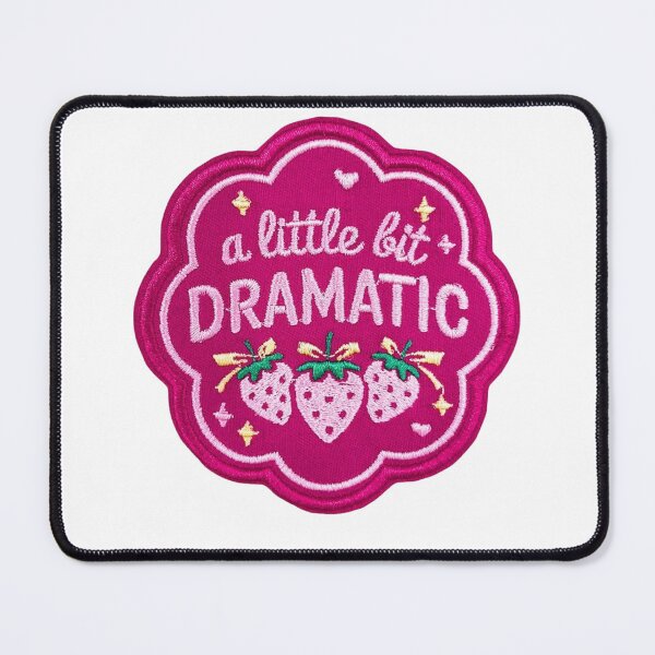 Item preview, "A Little Bit Dramatic" Scalloped Patch – Coquette Strawberry & Bow Iron-On Badge designed and sold by kaizen x malena.