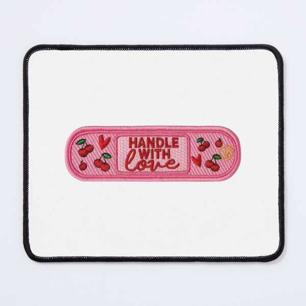 Item preview, "Handle With Love" Band-Aid Embroidered Patch – Cute Cherry & Heart Iron-On Applique designed and sold by kaizen x malena.