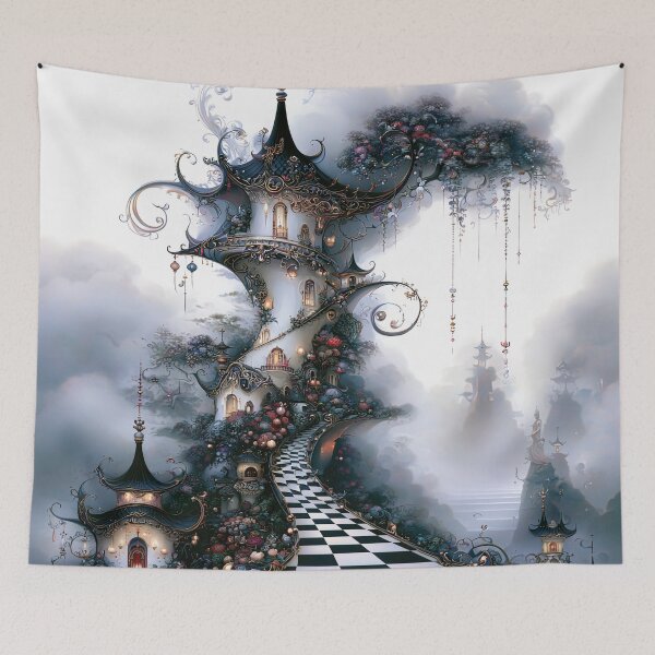 Item preview, Pagoda of the Cloudbound Checkers designed and sold by bloorose.