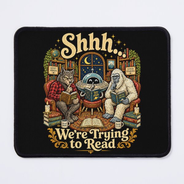Item preview, Shhh We’re Trying to Read – Cryptid Book Club designed and sold by Spyshirt.