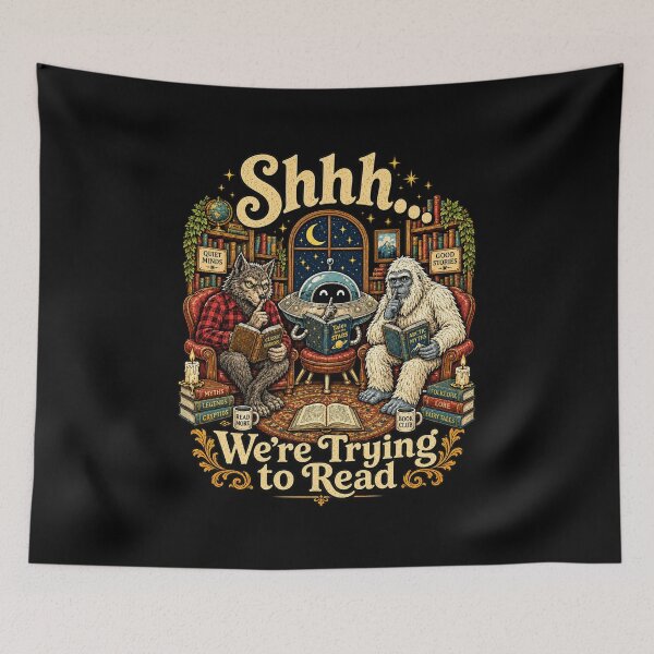 Item preview, Shhh We’re Trying to Read – Cryptid Book Club designed and sold by Spyshirt.