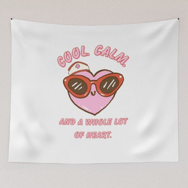 Item preview, Cool Calm & A Whole Lot of Heart Nurse T-Shirt - Cute Pink Heart Sunglasses RN Gift designed and sold by PoppaBear71.