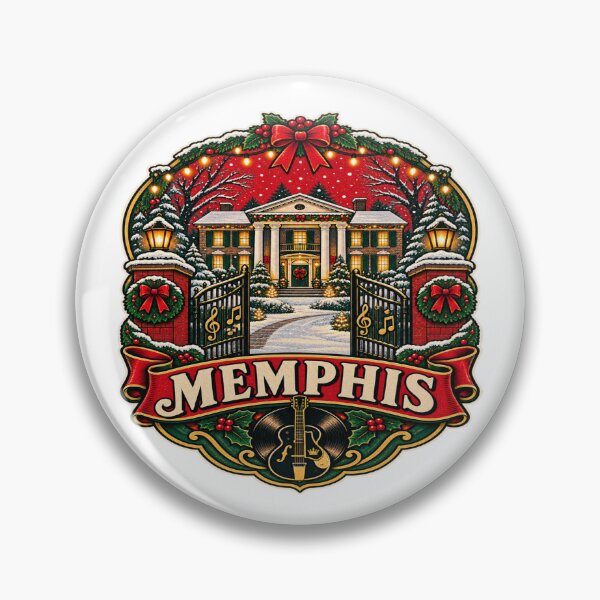 Item preview, Memphis Christmas Graceland Retro Holiday Badge – Vintage Elvis Tennessee designed and sold by Globalcitytees.