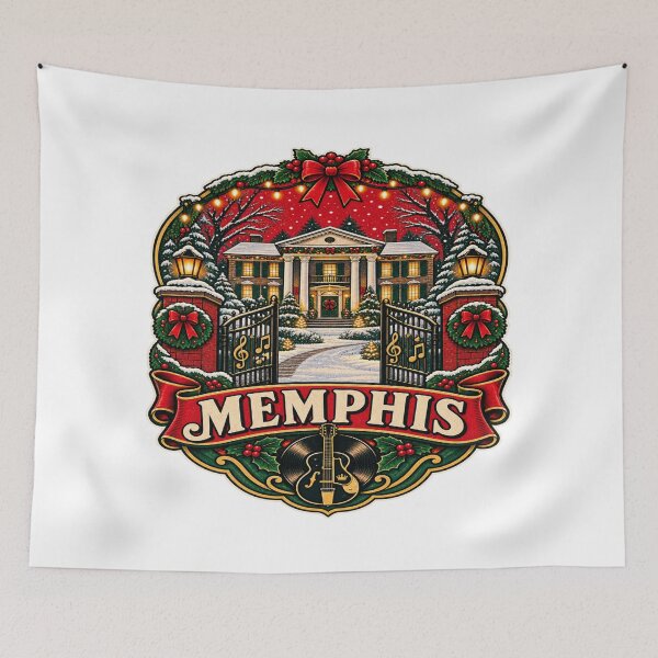 Item preview, Memphis Christmas Graceland Retro Holiday Badge – Vintage Elvis Tennessee designed and sold by Globalcitytees.
