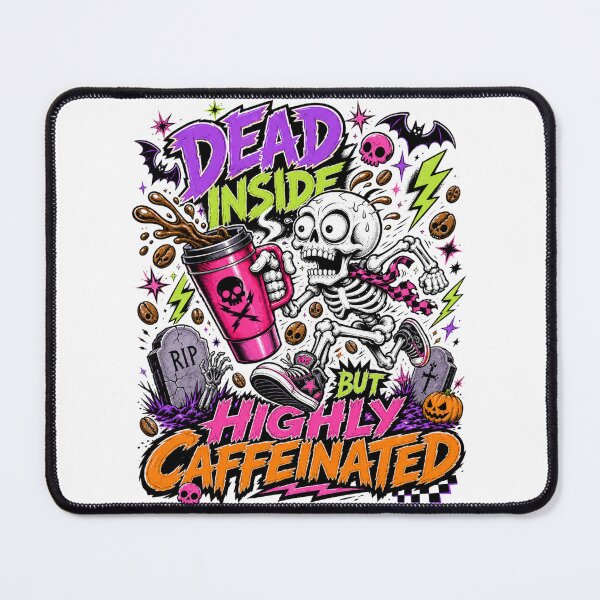 Item preview, Dead Inside But Highly Caffeinated Funny Skeleton Tee designed and sold by Design Vibras.