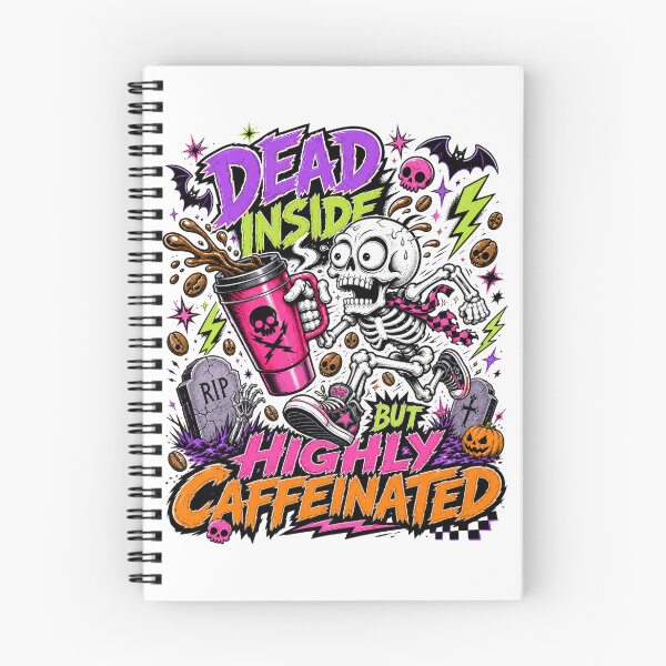 Item preview, Dead Inside But Highly Caffeinated Funny Skeleton Tee designed and sold by Design Vibras.