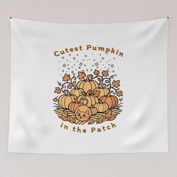Item preview, Cutest Pumpkin in the Patch Cute Fall Cat & Pumpkins | Dark Ink Edition designed and sold by SunandShade.