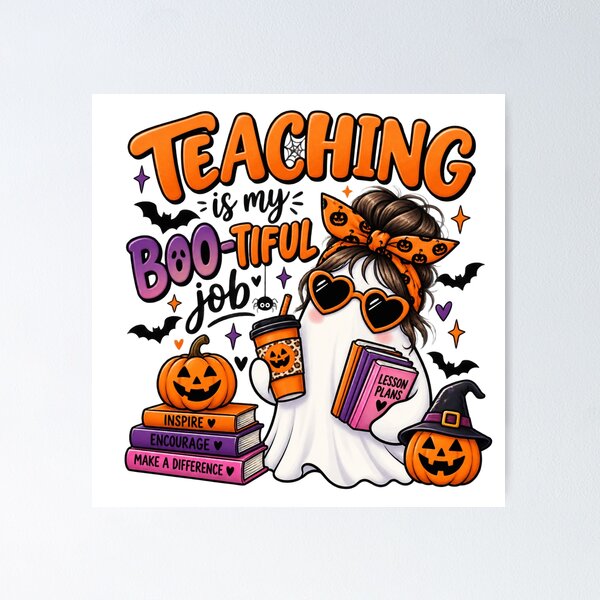 Item preview, Teaching Is My Boo-tiful Job – Cute Halloween Teacher Ghost Design designed and sold by Gallery-yuuna .