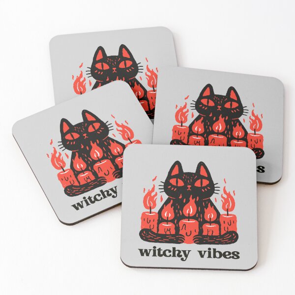Item preview, Witchy Vibes Black Cat Red Candles Ritual Linocut Graphic T-Shirt designed and sold by Catophile.