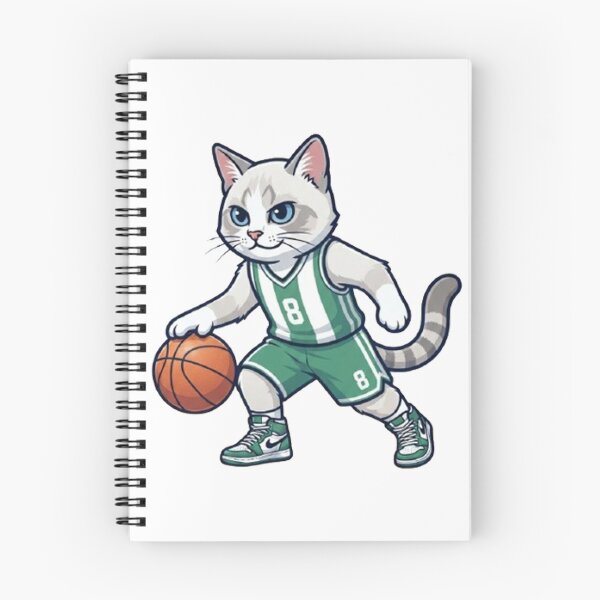 Item preview, Cute Cartoon Basketball Cat Player Number 8, Green Jersey Kitten Sports Art designed and sold by PetalsPaws.