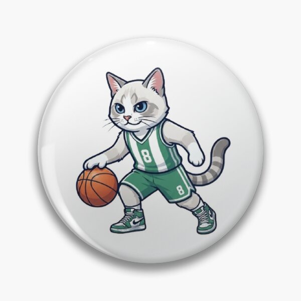 Item preview, Cute Cartoon Basketball Cat Player Number 8, Green Jersey Kitten Sports Art designed and sold by PetalsPaws.