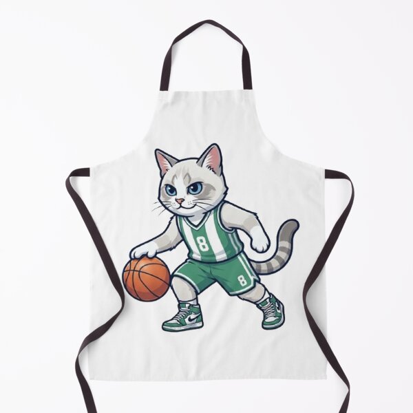 Item preview, Cute Cartoon Basketball Cat Player Number 8, Green Jersey Kitten Sports Art designed and sold by PetalsPaws.