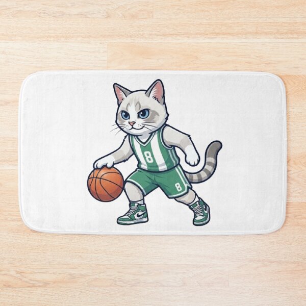 Item preview, Cute Cartoon Basketball Cat Player Number 8, Green Jersey Kitten Sports Art designed and sold by PetalsPaws.