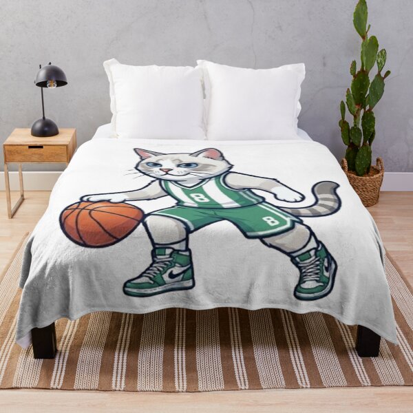 Item preview, Cute Cartoon Basketball Cat Player Number 8, Green Jersey Kitten Sports Art designed and sold by PetalsPaws.