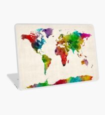 Watercolor Map of the World Map Laptop Skin