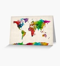 Watercolor Map of the World Map Greeting Card