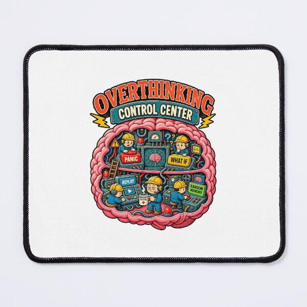 Item preview, Overthinking Control Center – Funny Retro Brain designed and sold by NarpLTD.