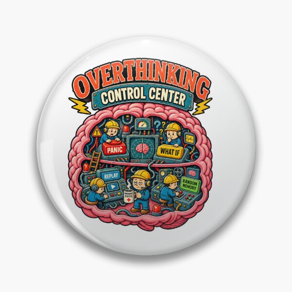 Item preview, Overthinking Control Center – Funny Retro Brain designed and sold by NarpLTD.