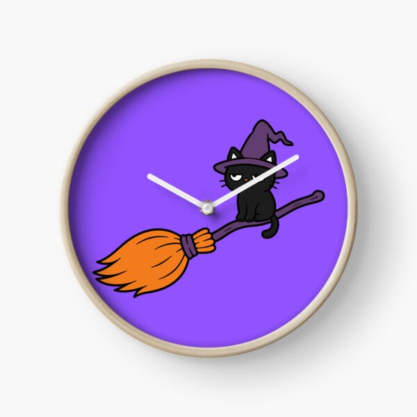 Item preview, Black Cat Witch Riding a Broom – Cute Halloween Illustration designed and sold by MewMade.